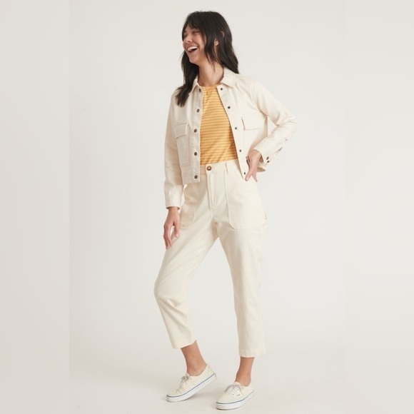 Marine Layer Ash Cropped Denim Jacket in Natural Size large - Picture 6 of 8